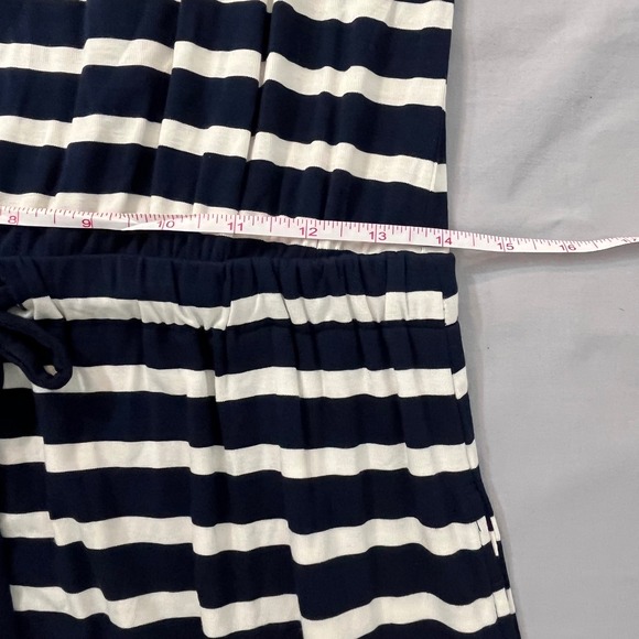 Soma WKND Navy White Striped Drawstring Waist T-Shirt Midi Dress Womens Small - Picture 6 of 6
